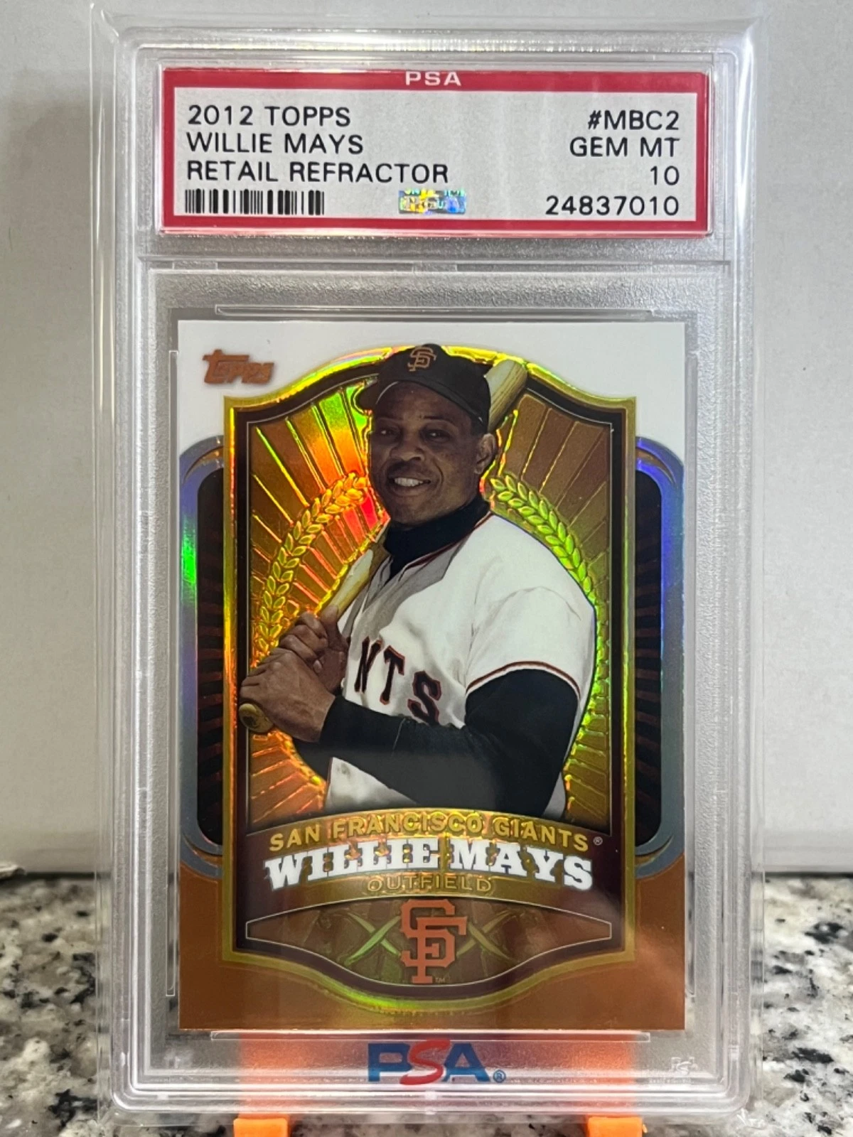 Deal for 2012 Topps Retail Refractor Willie Mays #MBC2 PSA 10