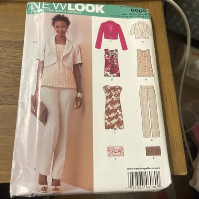 New Look Pattern 6080 Ms Dress~Top~Bolero Jackets~Pants & Clutch Bag  Sz 6-16