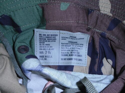 USGI Woodland Camo Hot Weather Type II Ripstop Jungle Boonie Hat Cap All Sizes - Picture 13 of 22