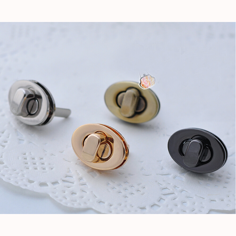 2 X Metal Bag Purse Closure Oval Turn Twist Lock Clasp Fastener Hook DIY