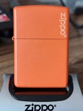 ORANGE MATTE FINISH WITH LOGO REGULAR ZIPPO LIGHTER (231ZL) BNIB