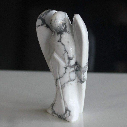 Hand carved mixed gemstone crystal angel figurine carving 3'' - Picture 12 of 13
