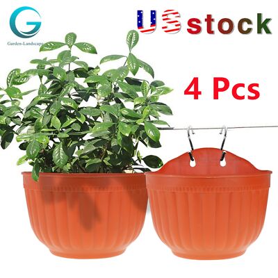4 Pack Wall Flowers Plant Planter Pot Hanging Indoor Outdoor Container Brick Red