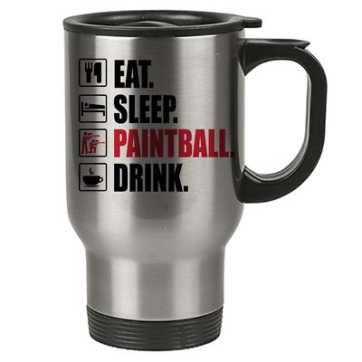 Eat Sleep Paintball Thermo Travel Mug - Edelstahl - Paintball, Schießen