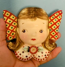 Artmark Originals Girl with Big Bow Ceramic Wall Pocket Made In Japan SCARCE
