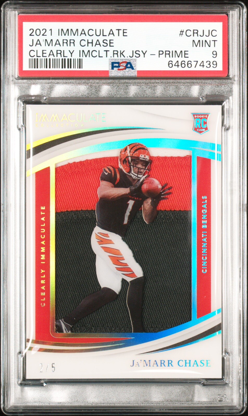 JaMarr Chase Panini Immaculate Collection Clearly Immaculate Rookie Jerseys #CRJJC Prime