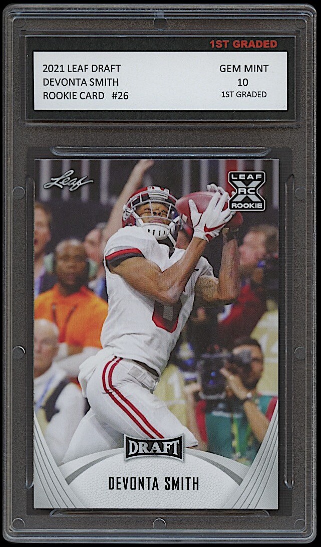 DEVONTA SMITH 2021 LEAF DRAFT 1ST GRADED 10 ROOKIE CARD RC ALABAMA CRIMSON TIDE