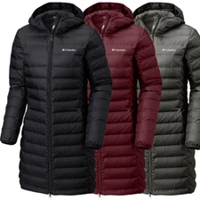 New Womens Columbia Lake 22 Long Hooded Heat Seal 650-Fill Down Jacket Coat 