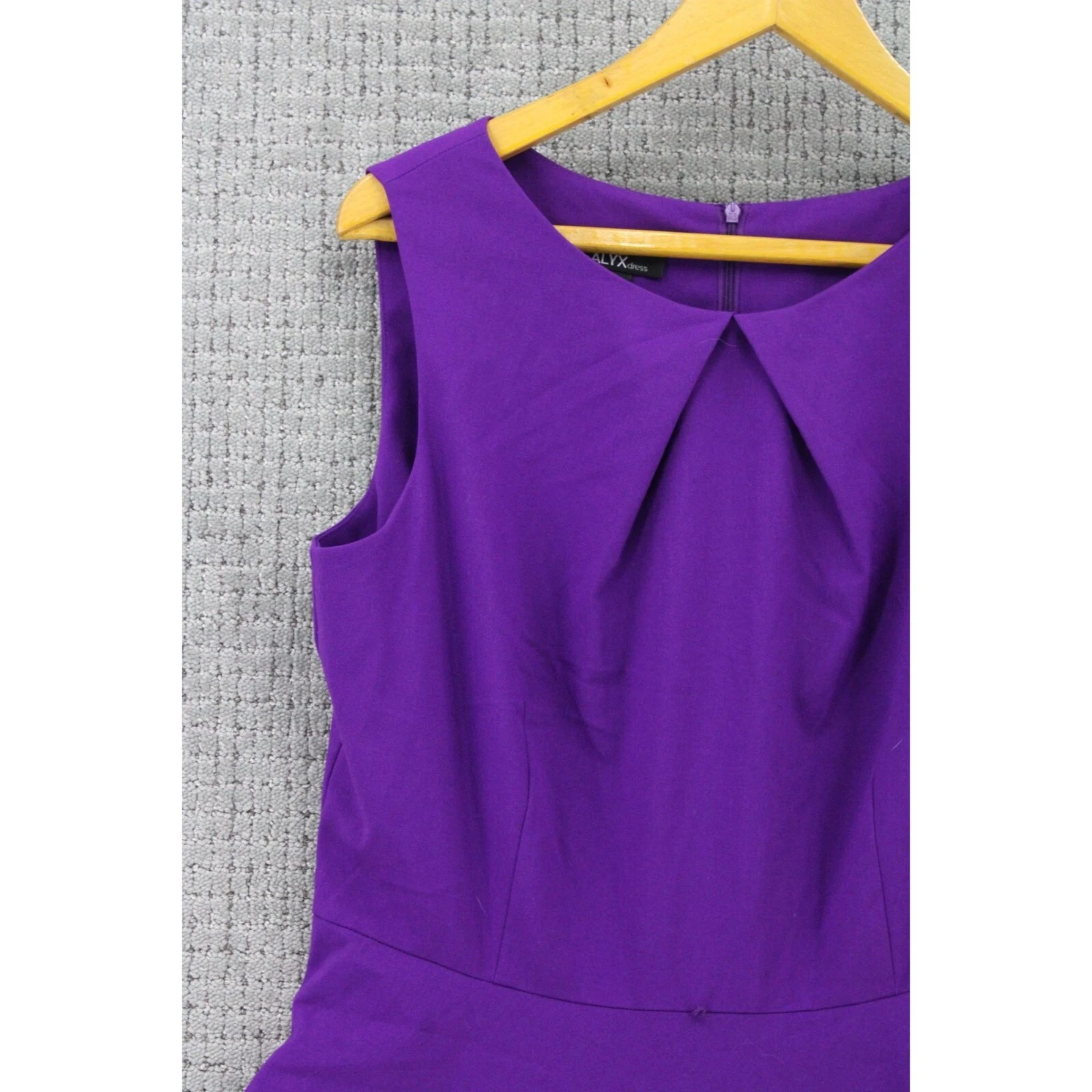 Abito da donna viola Alyx A Line taglia 14 senza maniche cocktail casual collo rotondo