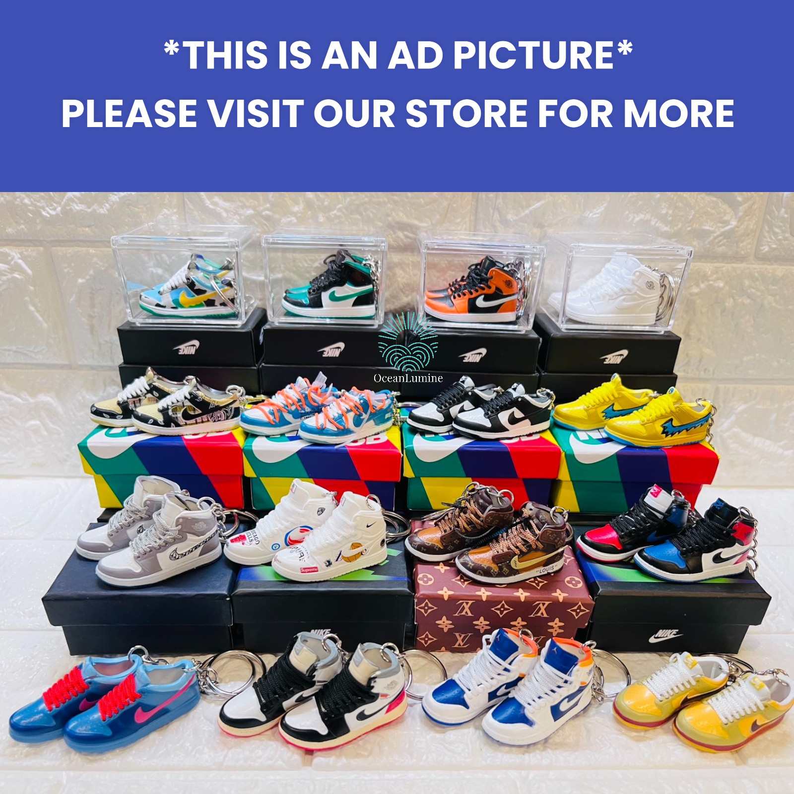 Mix Styles Mini 3D Sneaker Keychain with Cardboard Box + Clear Box & Bag image 5