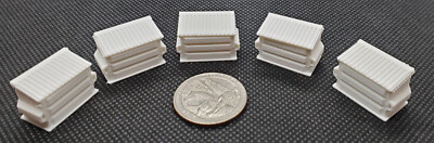 Set of 5 HO SCALE Garbage Dumpsters White-Unpainted