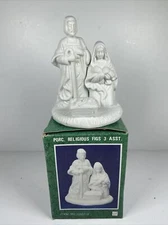 Enesco White Porcelain Nativity Bisque Item 9250719 Mary Joseph Jesus Figure VTG
