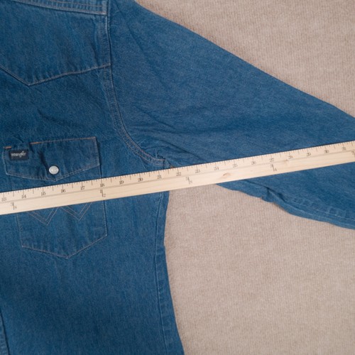 Wrangler Uomo Medium Pearl Snap Denim Western Yoke Chambray Med. Cotone lavabile - Foto 12 di 20