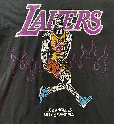 Warren Lotas x NBA Los Angeles Lakers Lebron James Alt Skeleton T Shirt  Size L