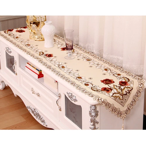 Mesa de comedor de encaje floral bordada alfombra tapetes boda fiesta decoración del hogar - Imagen 50 de 50