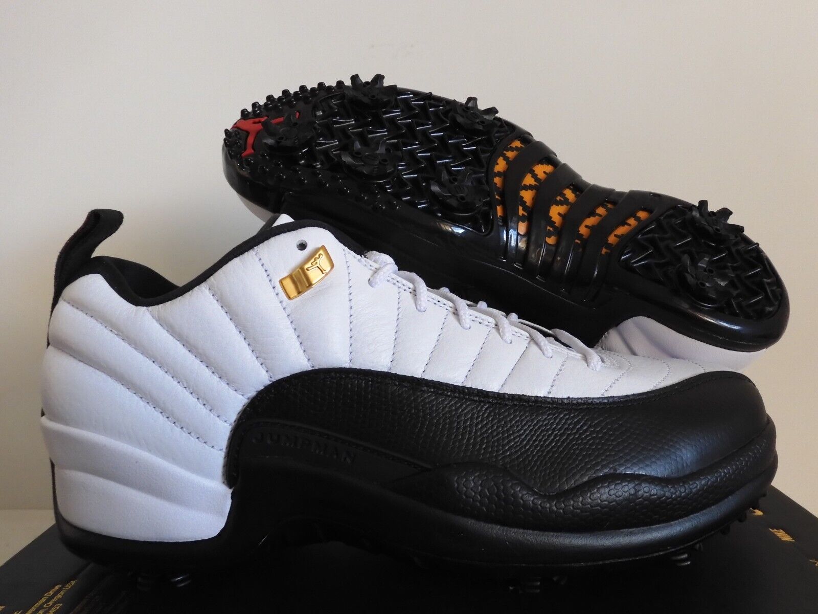 Jordan 12 Low Retro Taxi Men's Golf Cleats Size 10 White/Black