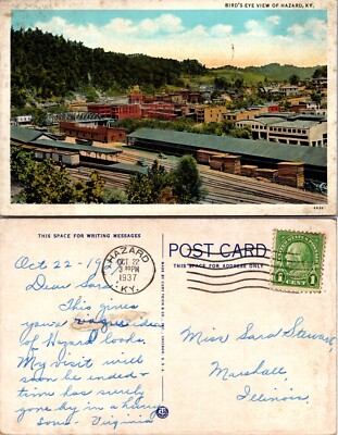 Birds Eye View Hazard Kentucky Postcard