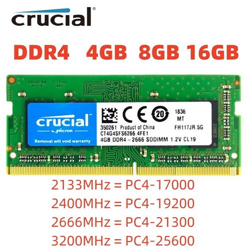 Crucial DDR4 Notebook RAM 4GB 8GB 16GB 2666 2133 3200 memory SODIMM Laptop RAM - Photo 1/12