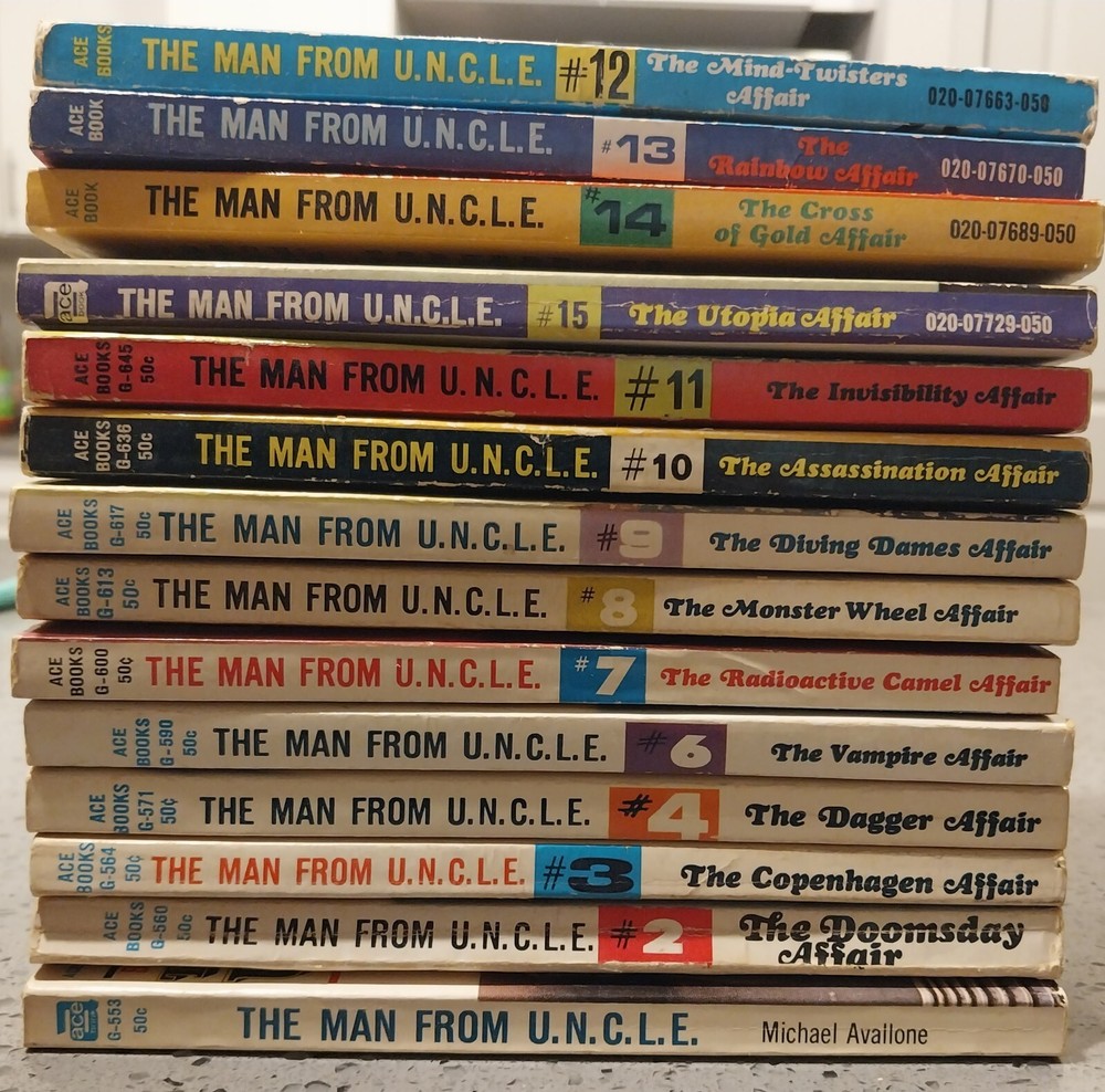 Vintage Man from U.N.C.L.E paperbacks Numbers 1,2,3,4,6,7,8,9,10,11,12,13,14,15.