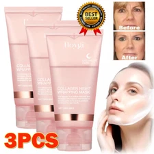 3x Collagen Night Wrapping Mask,Peel Off Overnight Facial Mask Hydrating Firming