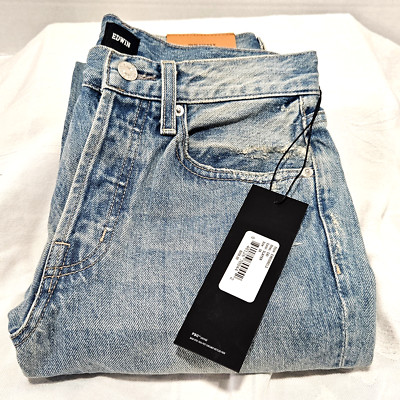 NWT Edwin 1947 Distressed Straight Jeans Size 24 Light Wash 100% Cotton