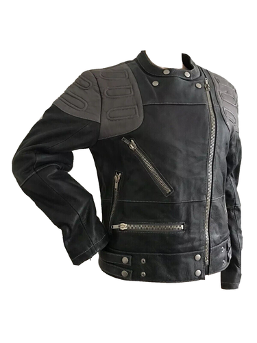 TOPSHOP UNIQUE RARE GREY LEATHER MOTO BIKER JACKET S/M UK 8-14 EU 36-42 NEW £350 - Picture 6 of 12