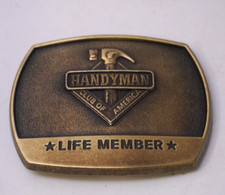 Handyman Club Of America Vintage 1996 Belt Buckle Brass  Life Member  Rectangle
