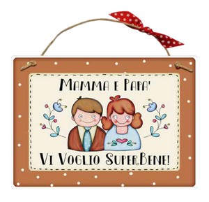 Targa Targhetta Decorativa Country Legno Per Porta Con Frasi Mamma Papa Genitori Ebay