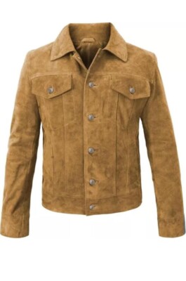 Men's Western Suede Leather Trucker Jacket Levi's Top Style Leather Jacket