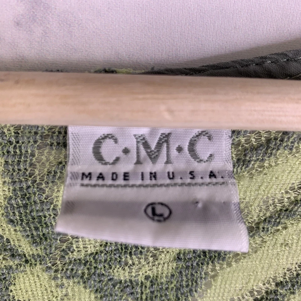 复古 90 年代开衫衬衫 L Artsy Y2k 衬衫绿色网眼复古美国 Whimsi Cupro — 第 2/4 张图片