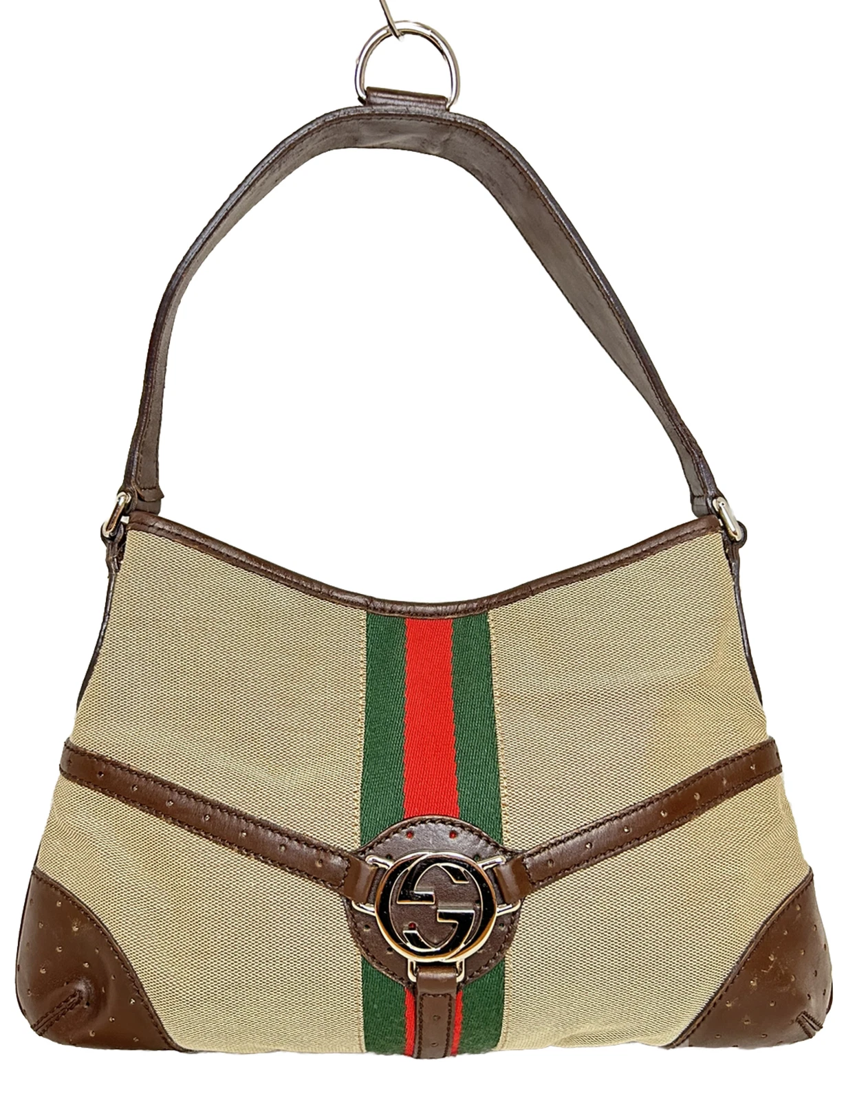 Sac fourre tout imbriqué Gucci Sherry Line toile cuir GG du Japon A0074
