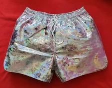 Rainbow Holographic Lamb Leather Bikini Boxer Underwear ElasticWaistband Panties