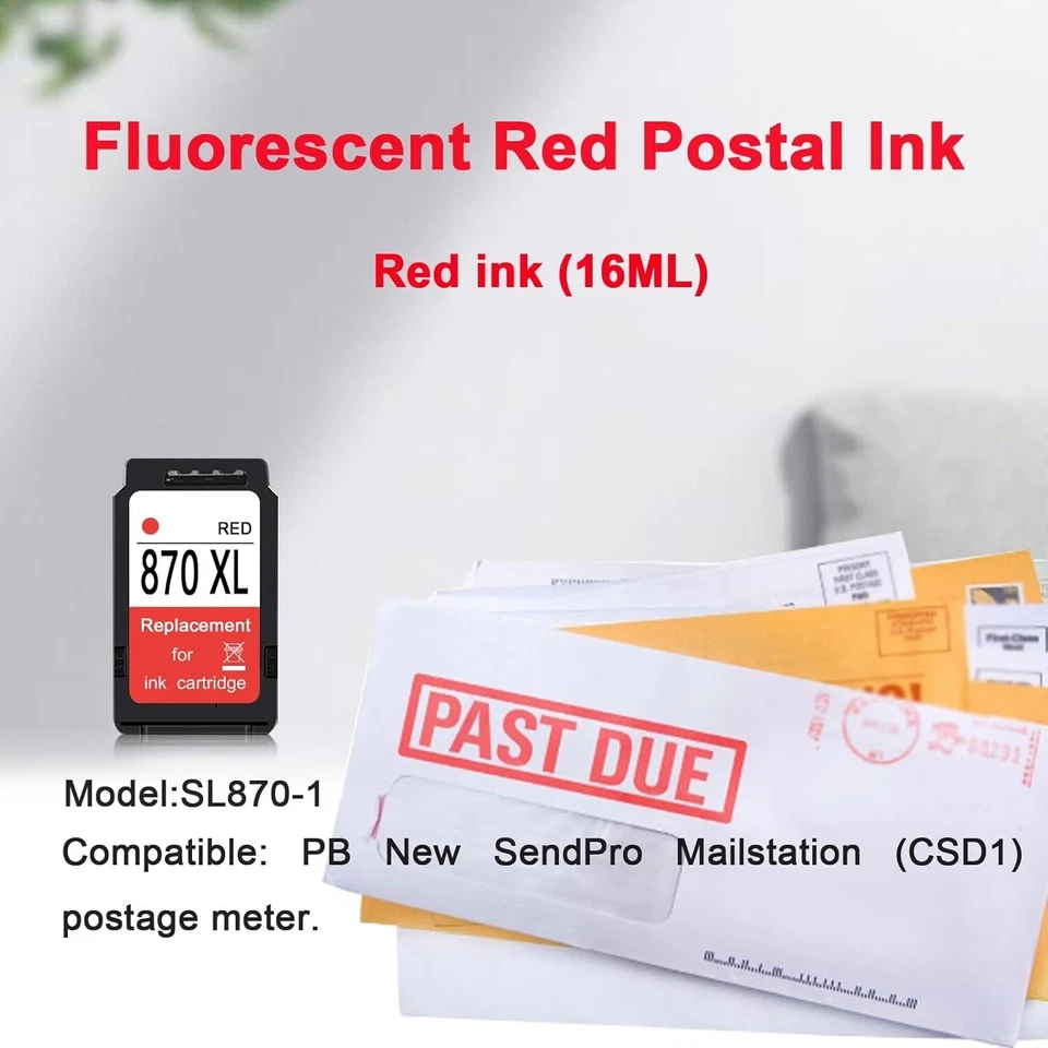 Repuesto de cartuchos de tinta roja SL-870-1 XXL para The PB N e w SendPro Mailstat Foto 2 de 4