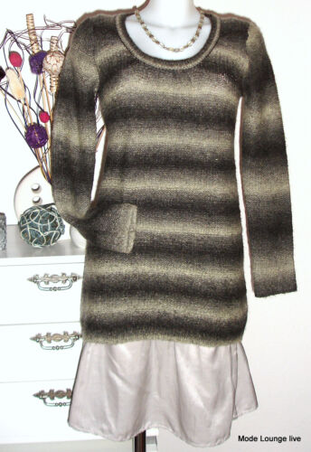 NOA NOA - Wool Sweater Stripes Knit Size S / 36 38 Wool Jumper Grey Beige - Picture 1 of 4