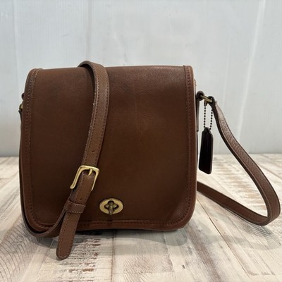 Coach 9076 Vintage Companion Flap Crossbody Bag Brown Leather Made