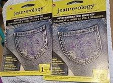 2 Pks Iron-On Appliques 2006 Stud/Rhinestone Jean-e-ology New