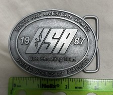 Vintage Belt Buckle 1987 Pan Am American Games US Shooting Team USA Olympics