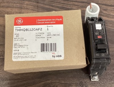 New Circuit Breaker GE THHQB1120AF2 20 Amp 1 Pole 120V  22kA Bolt On AFCI