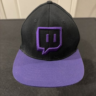 RARE Twitch Logo Emoji Emote Icon Snapback Hat Cap Black Purple L/XL Gaming