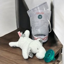 WubbaNub Binky Pacifier Infant 0-3mo White Plush Elephant Soothie Lovey