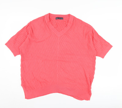 Marks and Spencer Damen Pullover Pulli Rosa V-Ausschnitt M