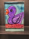 ACEO Duck Rubber Ducky Purple Unique  By Crystal Valentine Painting Mini Art ATC — photo 5