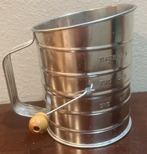 Good Cook 3 Cup Flour Sifter Wooden Handle Silver Classic Baking Utensil 5.5”