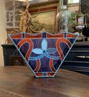 Tiffany Art Nouveau Style Stained Glass Wall Light Vtg Sconce Handmade & Signed