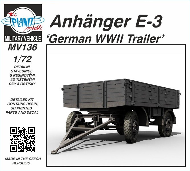 Planet Models 129-MV136 - 1/72 E-3 'German WWII Trailer' - New