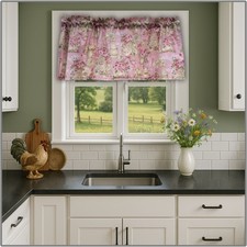 Pink Roses Valance Shabby Chic Vintage Floral...