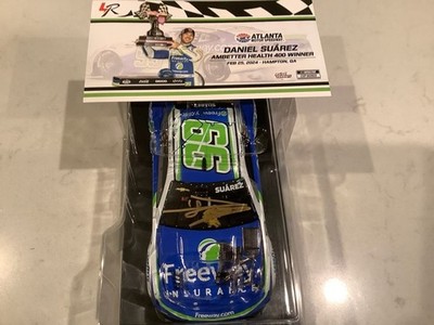 DANIEL SUAREZ AUTOGRAPHED 2024 CHEVY FREEWAY INSURANCE ATLANTA WIN DIECAST &CARD