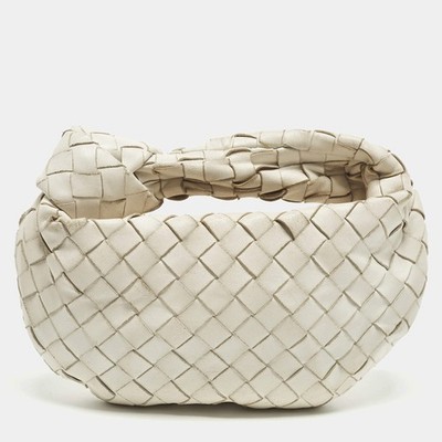 Bottega Veneta Jodie Mini Intrecciato White Leather Hobo
