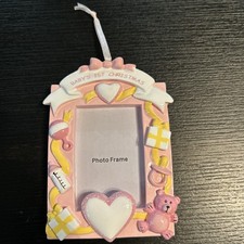 Christmas Ornament Holiday Photo Frame Pink Baby  s First Can Be Personalized