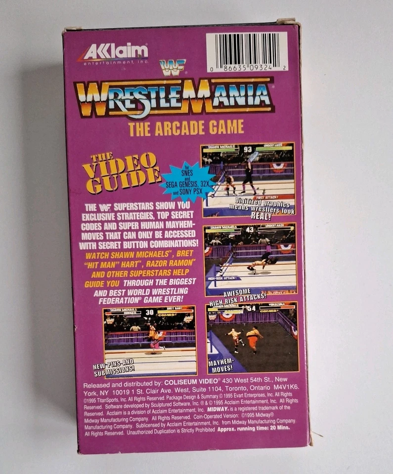 WWF 1996 Coliseum Video WrestleMania The Arcade Game Guide Akklaim VHS WWE - Image 2 of 3